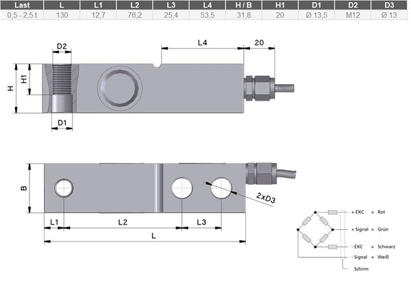 Zugkraftsensor, Legierter Stahl 40Cr DYLY-104 DC 5–15 V Wägezellensensor Vom Typ S mit Kabel für Industrielle Systeme (1t